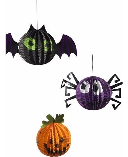 Halloween - Halloween hangdecoraties pompoen, vleermuis en spin