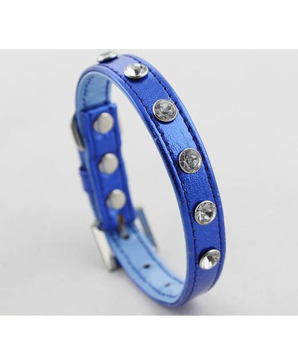 Honden halsband in de kleur blauw - L halsband 28-38 cm