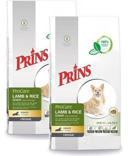 Prins procare croque lam / rijst senior hypoallergeen hondenvoer 2x 10 kg