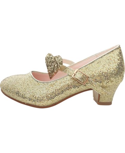 Elsa en Anna schoenen hartje goud Prinsessen schoenen - maat 28 (binnenmaat 18 cm) bij verkleed jurk