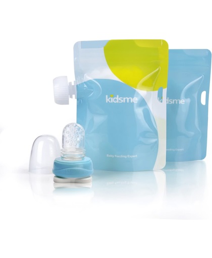Kidsme - Reusable Food Pouch with Adaptor set - Sky