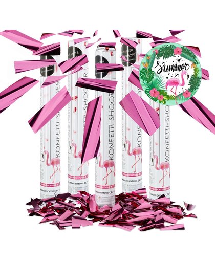 relaxdays 5x confetti kanon roze - party popper 40 cm - tube voor geboorte - confettitube