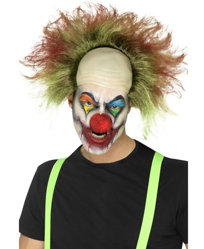 Sinistere Clowns Pruik Groen met Bloed Spetters