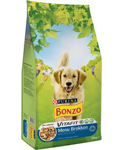 Bonzo Adult Menubrokken - Kip & toegevoegde Groenten - Hondenvoer - 10 kg