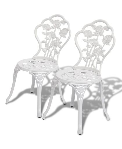 Bistro stoelen wit 41x49x81,5 cm gegoten aluminium 2 st