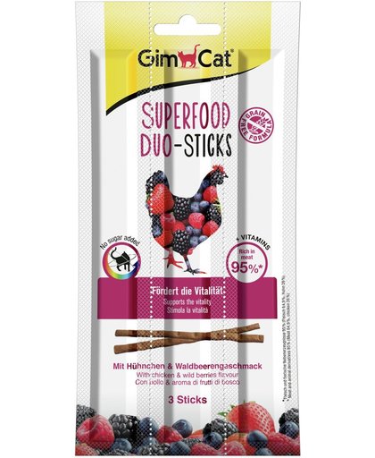 GimCat Superfood DuoSticks Kip & Bosbessen - Kat - Snack - 1 x 3 sticks