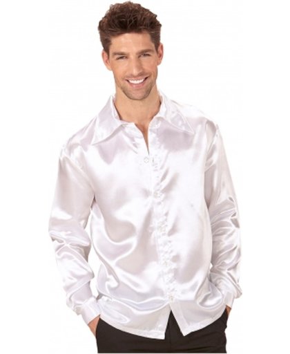 Witte satijnachtige blouse voor mannen