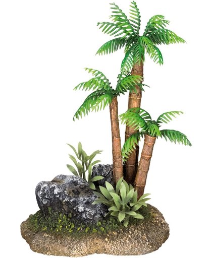 Nobby aqua deco palmbomen met stenen en plantjes 12 x 9,5 x 17 cm - 1 ST