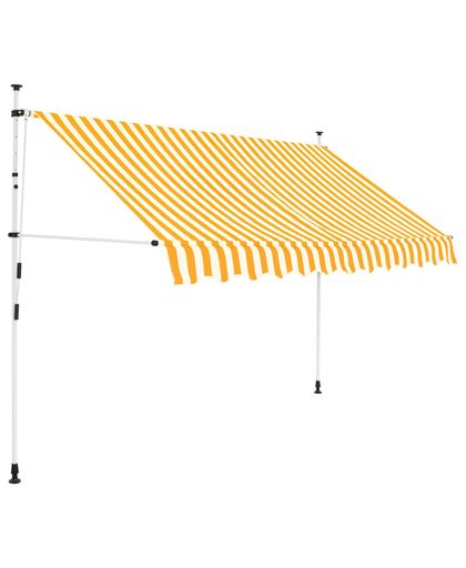 Luifel handmatig uitschuifbaar 300 cm geel en witte strepen