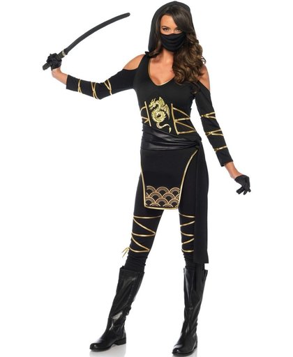Stealth Ninja kostuum dames - Leg Avenue - Zwart/ goud - Small