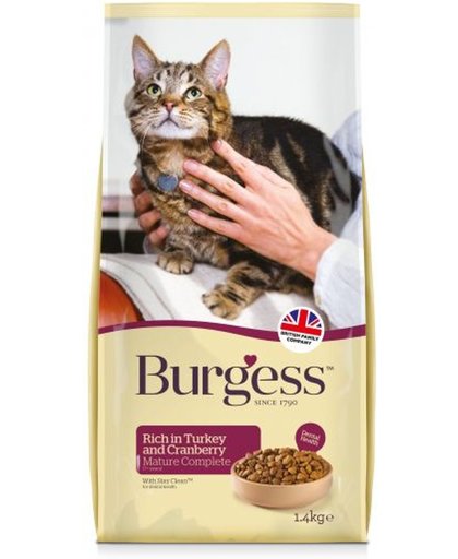 Burgess cat senior rijk aan kalkoen en cranberry kattenvoer 1,4 kg