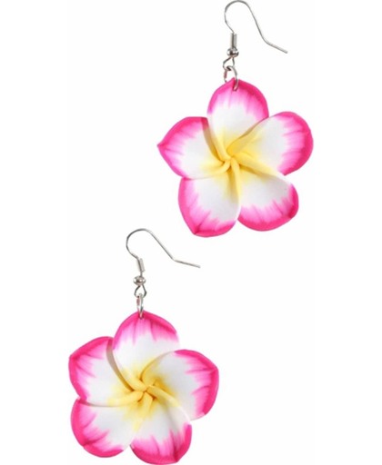 Roze Hawaii bloem oorbellen