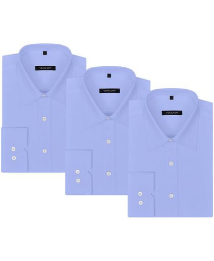 vidaXL Zakelijk overhemd heren 3 st maat L lichtblauw