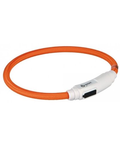 Trixie halsband voor kat  flash light lichtgevend usb oplaadbaar oranje 7 mmx35 cm