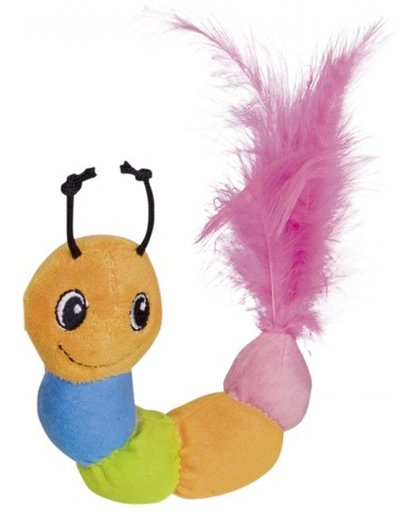 Nobby - Kat - Speelgoed - Pluche Rups - met veren en catnip - 20 cm
