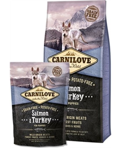 CARNILOVE zalm en kalkoen puppy (70% vlees!) 12 kg + 1,5kg gratis!