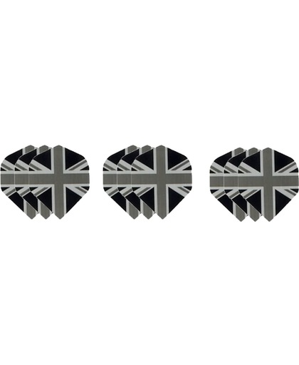 3 sets (9 stuks) Dragon darts  Britse vlag dart flights zwart grijs – darts flights