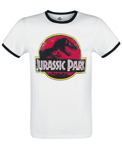 Jurassic Park Vintage Logo T-shirt wit-zwart