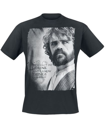Game of Thrones Tyrion Lannister - I Drink And I Know Things T-shirt zwart