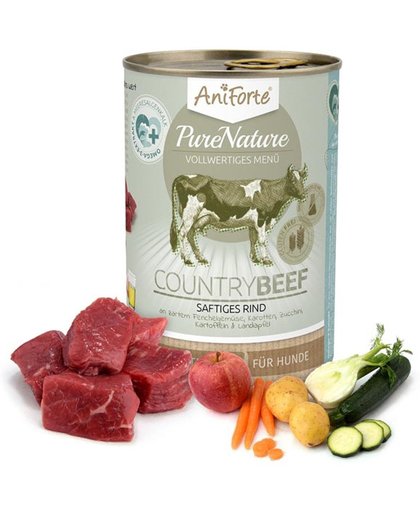 AniForte® PureNature Country Beef "Rund met wortel" - blikvoer - honden - 6 x 400g