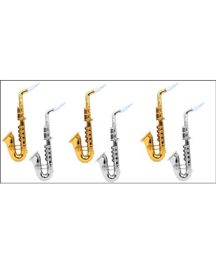 12x Saxofoon goud/zilver 37 cm