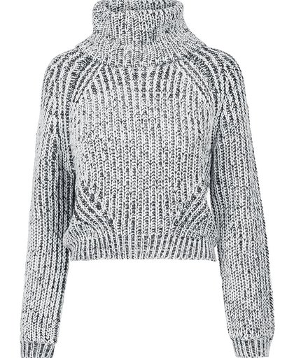 Urban Classics Ladies Short Turtleneck Sweater Gebreide trui zwart-wit