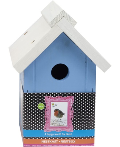 Buzzy Birds Nestkast - Blauw met wit dakje