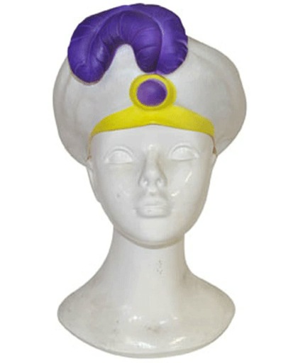 Witte Sultan hoed met paarse pluim