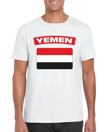 Jemen t-shirt met Jemenitische vlag wit heren L