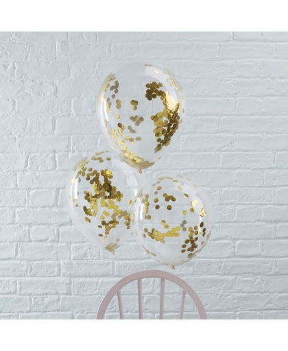 Ballonnen - gevuld met gouden confetti (5 stuks)