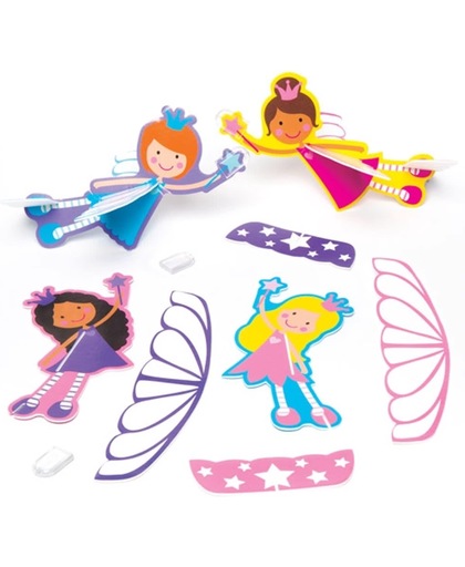 Zweefvliegtuigjes met afbeeldingen van sprookjesprinsessen – leuke cadeautjes voor uitdeelzakjes voor kinderen (8 stuks per verpakking)