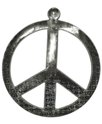 Zilverkleurig peace teken 52 cm