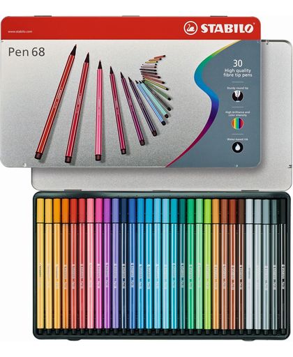 STABILO Pen 68 30 Viltstiften - Metalen Etui