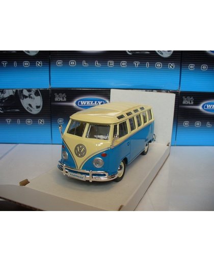 Maisto 1/25 VW Volkswagen T1 Microbus Samba Blauw Creme