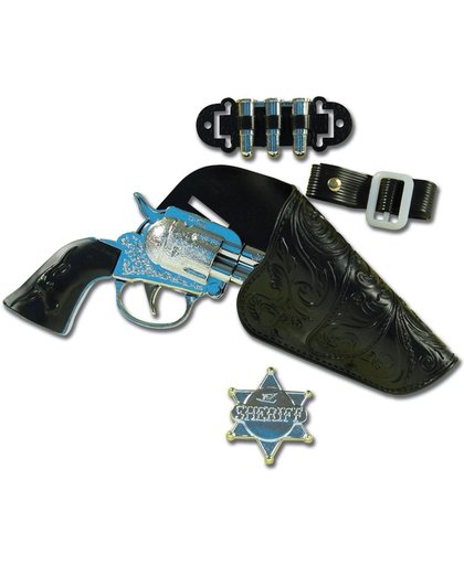 Cowboy pistool 22 cm met sheriff badge  -  carnaval nep pistolen