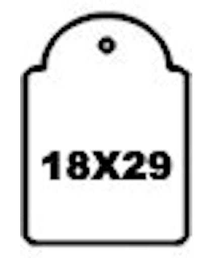 Witte labels met koordje 18 x 29 mm, nummer 389, 100 stuks