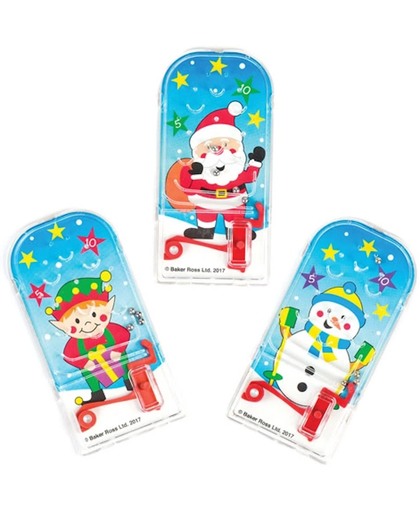 Mini kerstmis flipperkastballetjes voor kinderen. Leuke kerstcadeautjes en spelletjes voor kleine kinderen (8 stuks per verpakking)