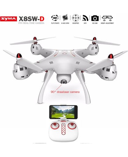 SYMA X8SW-D Quadcopter - HD Live Draaibaar Camera beelden -FPV  DRONE - 2.4GHZ +EXTRA ACCU