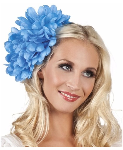 Haarbloem blauwe Dahlia met clip � haarband
