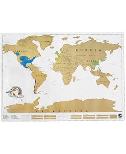 Wereld kraskaart - scratch map - crème