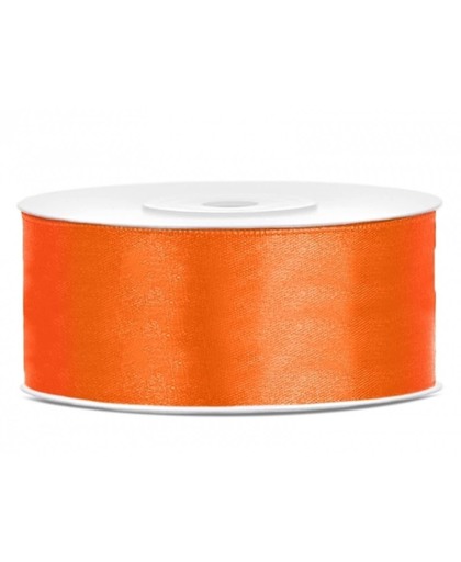 Satijn sierlint oranje 25 mm