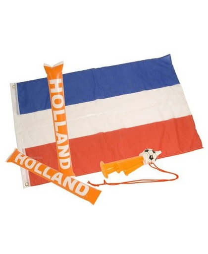 Nederland Fanset 4-delig Vlag/fluit/cheersticks