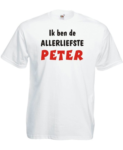 Mijncadeautje T-shirt - Ik ben de liefste PETER - Unisex Wit (maat 3XL)