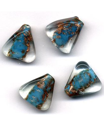 24 Stuks Hand-made Jewelry Beads - Driehoek - Transparant Licht Turquoise