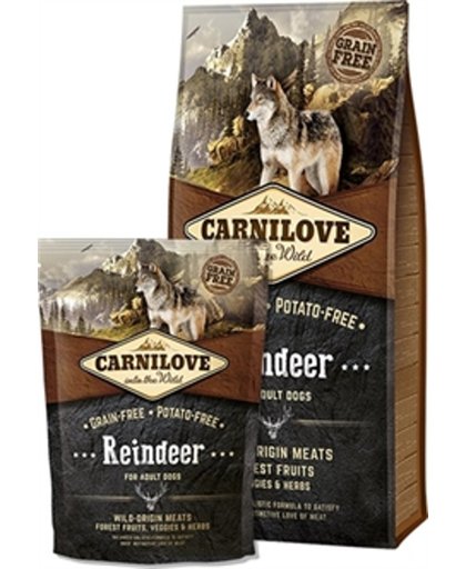 Carnilove Adult granenvrij hondenvoer Rendier 12kg met 70% vlees 12 kg + 1,5 kg gratis