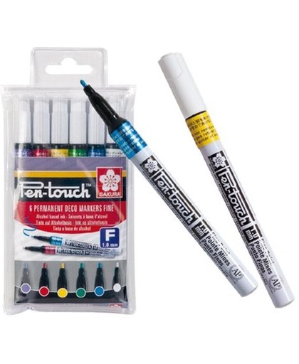 Pen-Touch Handlettering/ Deco markers set met  6 kleuren  + A6 Handlettering Oefenblok
