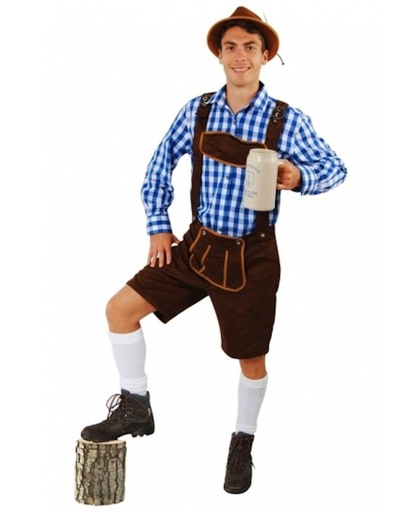 Korte lederhose Andreas donkerbruin voor heren 50-52 (m/l) - Oktoberfest kleding