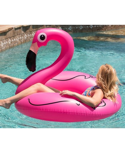 Opblaasbare Flamingo - diameter 120cm - wit | Mega Flamingo Opblaasbaar | Zwembad Speelgoed | Zwemband | Swim Ring