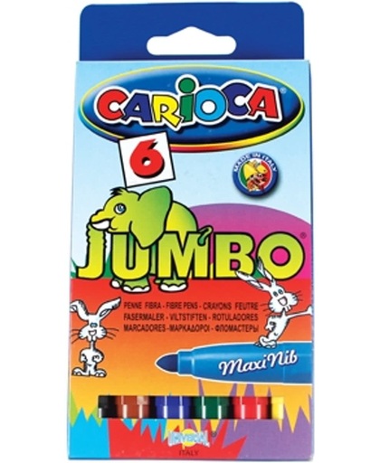 Carioca viltstift Jumbo Superwashable 6 stiften in een kartonnen etui