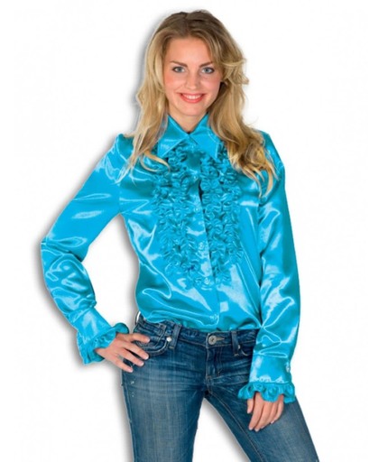 Rouches blouse blauw dames 36 (s)